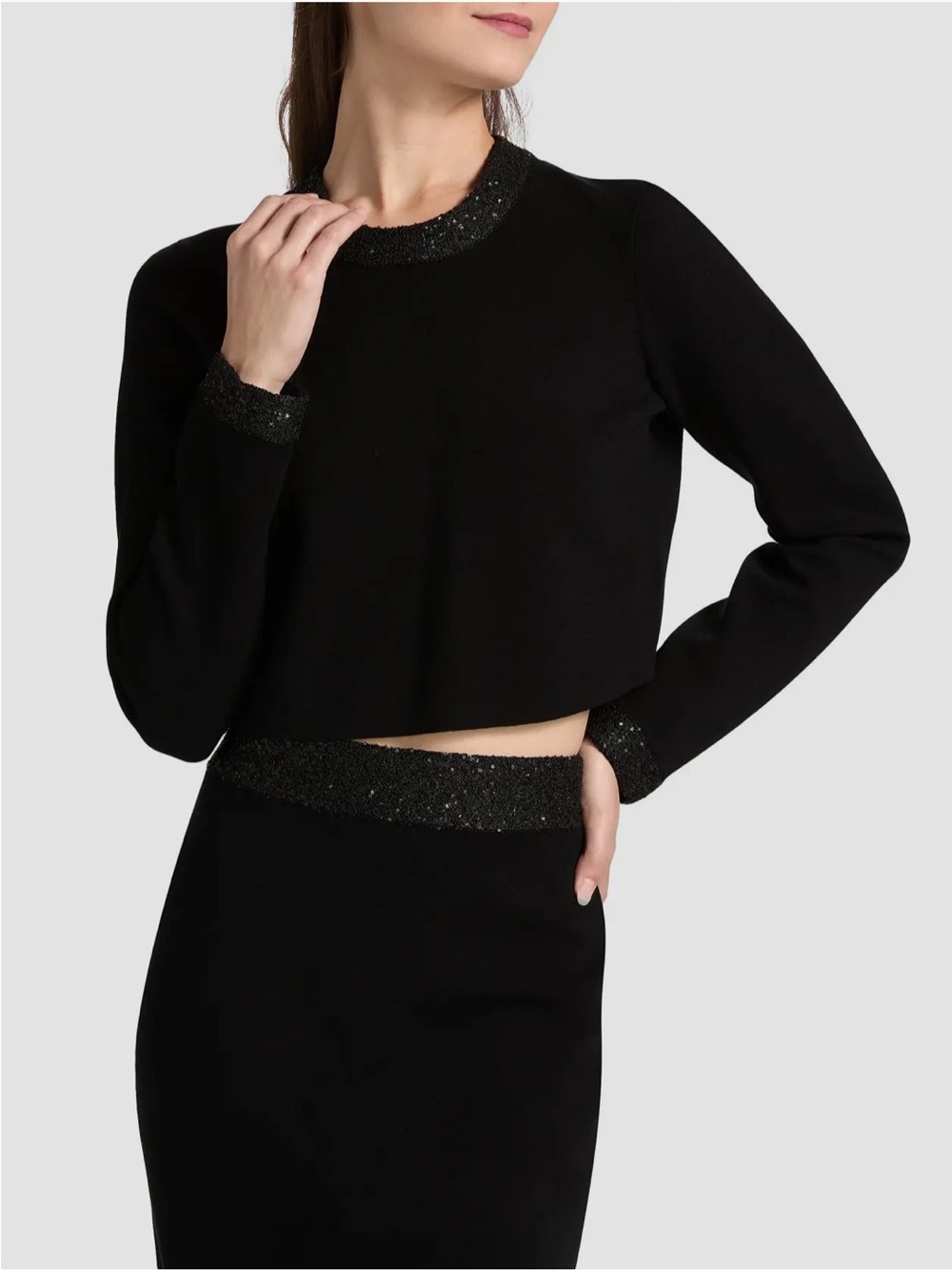 NWT A.L.C.
Marley Embellished Long-Sleeve Crop Top